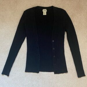 L. L. Bean Ribbed Cardigan, Black, Size XS